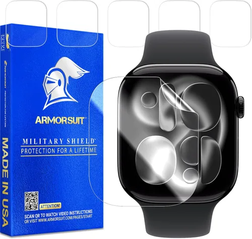 Vista 15 de ArmorSuit Paquete de 6 protectores de pantalla para Apple Watch Series 9/8/7 (1.614 pulgadas) Dry-Shield HD Clear TPU Dry Installation Film