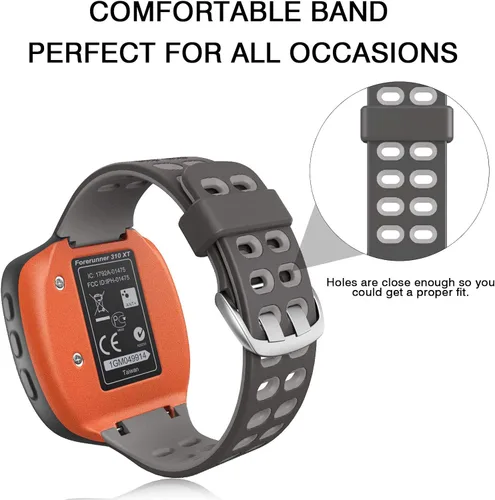 Vista 4 de ANCOOL Correa de reloj compatible con Garmin Forerunner 310XT, correa de reloj de silicona suave de repuesto para reloj inteligente Forerunner Gris