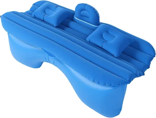 Vista 2 de SIXRUN Colchón de aire de coche con almohadas inflables para respaldo para Superficie flocada de PVC, soporte estable, tamaño de 53.1 x 33.5 in Azul