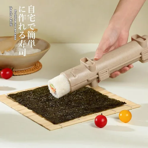 Vista 2 de Delamu Kit de fabricación de sushi, kit de rodillos de bazuca 20 en 1 con cuchillo de chef, alfombrillas de bambú, molde de arroz, alfombrillas