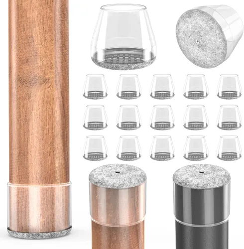 Vista 18 de Protectores cuadrados pequeños de silicona para patas de silla con fieltro envuelto, tapas negras para patas de muebles, antiarañazos antiruido, 16