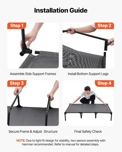 Vista 5 de VEVOR Cama elevada para perros grandes, catre elevado portátil con marco de metal de acero y malla Teslin transpirable, cama hamaca elevada