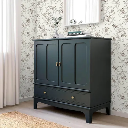 Vista 2 de Heroad Papel tapiz floral negro de la marca para despegar y pegar, papel tapiz bohemio para despegar y pegar, papel tapiz autoadhesivo extraíble