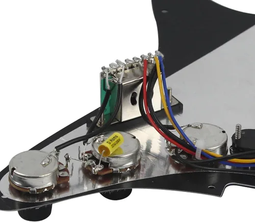 Vista 4 de FLEOR Golpeador precableado con pastillas Alnico 5, 3 bobinas simples, para guitarra eléctrica cargada - Negro