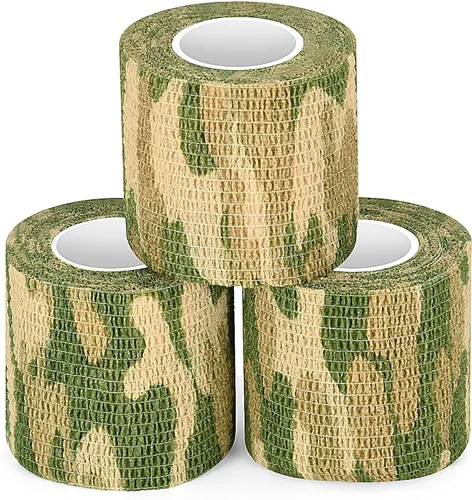 Vista 11 de Cinta envolvente autoadhesiva de camuflaje para protección de 5 cm x 4,5 m. Cinta de camuflaje discreta de tela no tejida. Vendaje elástico para ACU
