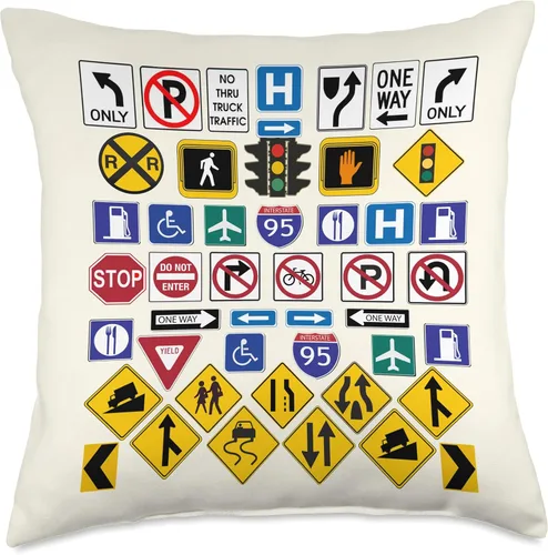 Vista 5 de L&S Street Signs Road, Warning Signs - Almohada (16 x 16 pulgadas), multicolor