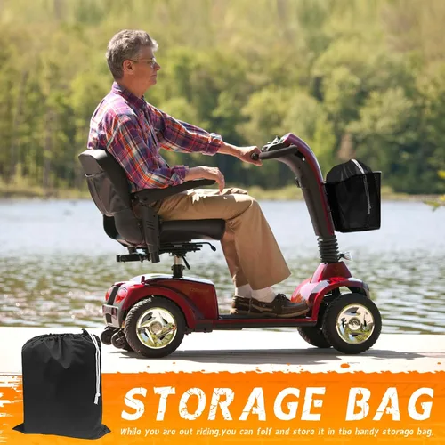 Vista 5 de Funda para scooter de movilidad, tela Oxford 420D resistente, funda protectora impermeable para todo tipo de clima, con hebilla resistente al viento