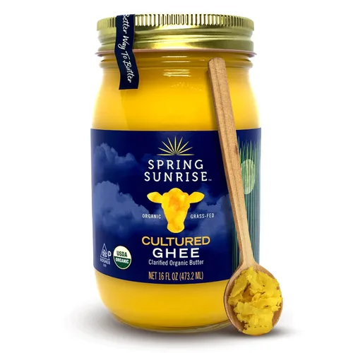 Vista 9 de Spring Sunrise Ghee marrón orgánico alimentado con pasto de 8 onzas Keto