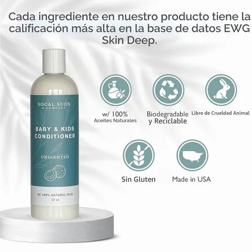 Vista 2 de SoCal Suds & Company Acondicionador orgánico para bebés y niños, sin