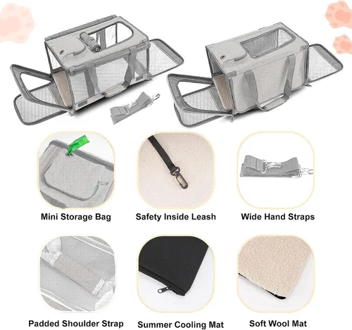 Vista 3 de GAPZER Transportador de mascotas para gatos grandes, bolsa de viaje de animales de lados suaves para gatos medianos de hasta 20 libras, lavable