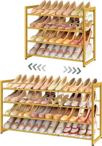 Vista 22 de FAVOOSTY Zapatero Expandible de 2 Niveles, Estante Ajustable para Zapatos Organizador de Almacenamiento que Ahorra Espacio de Metal Independiente