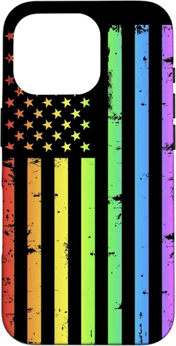 Vista 20 de Funda LGBT para iPhone 17 con diseño de bandera estadounidense arcoíris