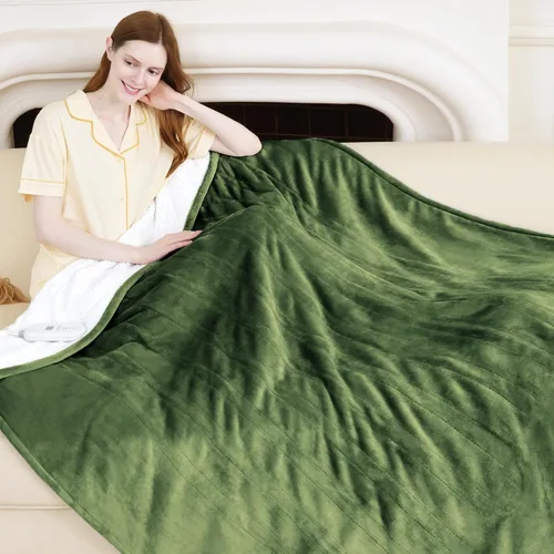 Vista 12 de Manta térmica eléctrica de franela Sherpa de 50 x 60 pulgadas - Manta eléctrica suave con 5 niveles de calefacción y 4 horas de apagado automático