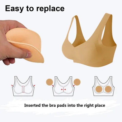 Vista 5 de TopBine 3 pares de almohadillas redondas de brasier insertadas en el pecho para coser en copas de brasier para mujer