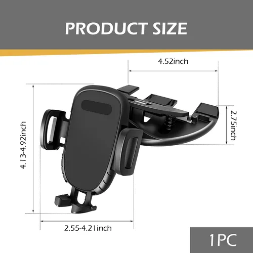 Vista 2 de Soporte para teléfono celular con ranura para CD, giratorio de 360 grados, con bloqueo automático, soporte de navegación antideslizante