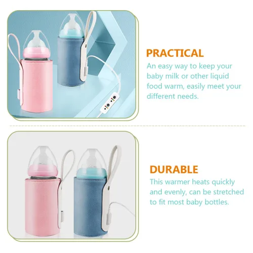 Vista 8 de FRCOLOR Portable Bottle Warmer Sleeve USB Rechargeable Travel Milk Heater with Intelligent Temperature Control and Timer Compact Insulated Warmer