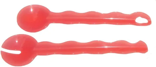 Vista 3 de Tupperware Impressions - Juego de pinzas para servir ensaladas, cucharas entrelazadas, color rojo sandía