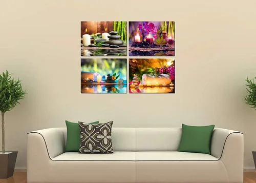 Vista 5 de Piy Painting Spa Bodegón con vela ardiente de piedra zen, decoración de baño, arte de pared, serenidad, piscina, obras de arte, comedor, cocina