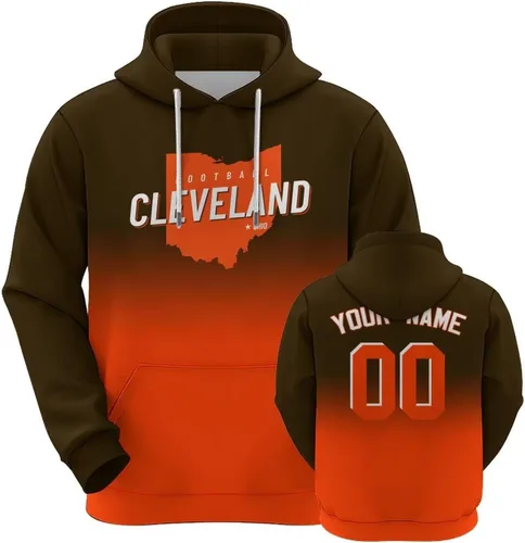 Vista 7 de Custom Football City Map Gradient Hoodies-Personalized Name Number Hooded Sweatshirts Football Fans Gifts for Men,Women,Youth