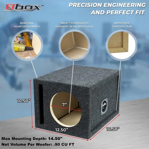 Vista 4 de Atrend 8 pulgadas Caja de altavoz de subwoofer para coche con ventilación y alfombrado - Mejora la calidad del audio, el sonido y el bajo