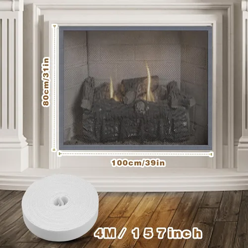 Vista 7 de Cubierta de malla para chimenea, cubierta magnética para chimenea a prueba de bebés, barrera a prueba de mascotas con cinta mágica, puerta