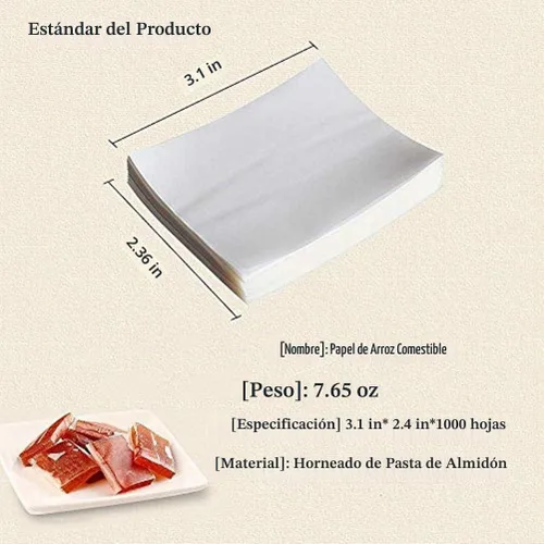 Vista 2 de 1000 hojas de papel de arroz glutinoso comestible de papel de arroz glutinoso 3.15 x 2.36 pulgadas película comestible para turrón