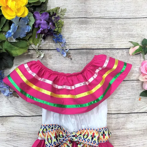 Vista 4 de unik Vestido de fiesta tradicional mexicano de cinco de mayo para niña talla 4-14