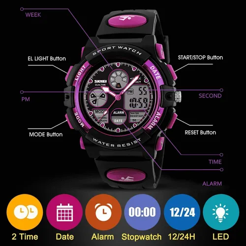 Vista 5 de Kids Digital Sport Watch, Boys Girls Waterproof Sports Outdoor Watches Children Casual Electronic Analog Quartz Wrist Watches with Alarm Stopwatch