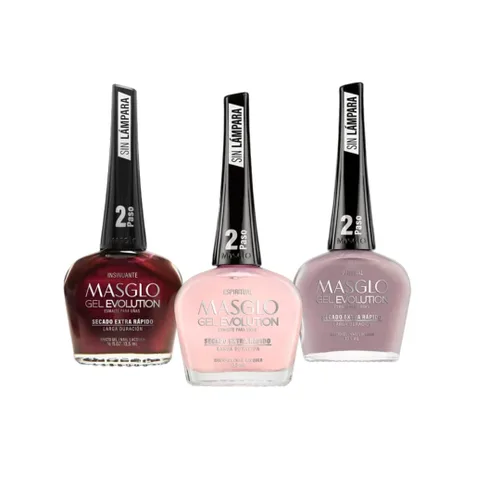 Vista 5 de MASGLO GEL EVOLUTION - Esmalte de uñas efecto gel, no requiere lámpara UV/Led, duración de hasta 12 días, 3 tonos de color - Effecto Gel sin