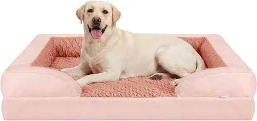 Vista 36 de L Plus - Cama ortopédica para perros grandes, sofá lavable para perros con espuma para huevos, forro impermeable y parte inferior antideslizante
