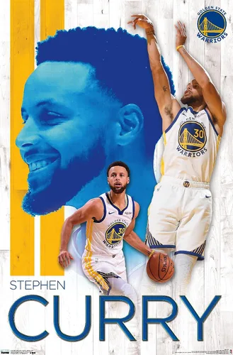Vista 11 de Trends International NBA Golden State Warriors - Póster de pared de Stephen Curry 19, 14.725 x 22.375 pulgadas, versión enmarcada de madera