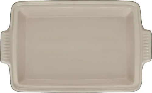 Vista 3 de Le Creuset - Cacerola rectangular cubierta de gres Heritage, 4 cuartos de galón (12" x 9"), alcachofa Artichaut