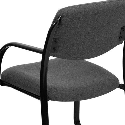 Vista 9 de Flash Furniture Silla de recepción lateral ejecutiva de tela gris Richie con base de trineo