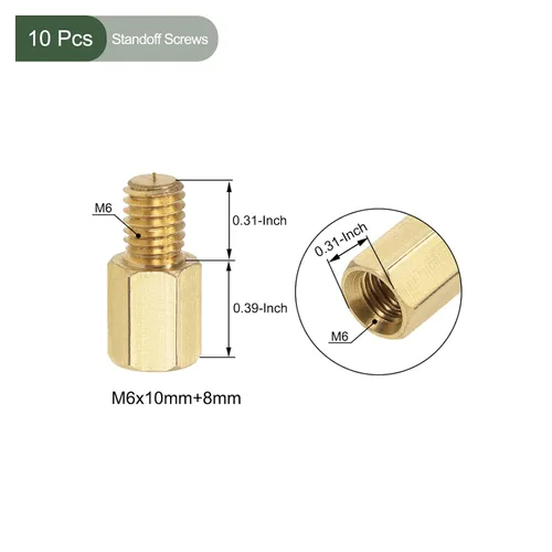 Vista 2 de YOKIVE 10 tornillos de separación M6, separadores hexagonales de latón para PCB, mantienen la altura consistente, ideal para placa base