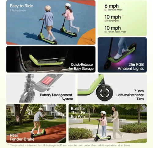 Vista 3 de Segway C2 Pro /C2 Go / C2 Lite Kids Electric Scooter, Lightweight Design, UL Certified