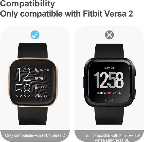 Vista 2 de Tobfit Funda rígida de policarbonato integrado de vidrio templado para Fitbit Versa 2, duradera y ultrafina, resistente a los arañazos, funda