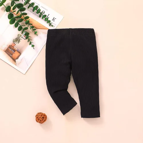 Vista 2 de Lala Bear Paquete de 3 pantalones sólidos y leggings casuales para bebé niña