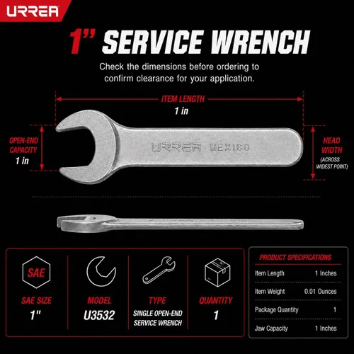 Vista 6 de URREA Llave de servicio - Llave mecánica de 1 pulgada con diseño forjado fino y acabado satinado - U3532
