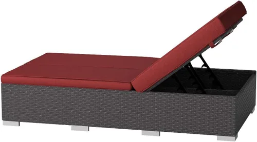 Vista 7 de Modway Sojourn - Tumbona doble de mimbre para patio al aire libre, color beige chocolate
