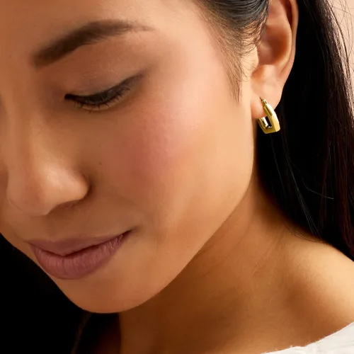 Vista 5 de Pure Collection by Ross-Simons - Pendientes de aro cuadrados de oro amarillo italiano de 14 quilates