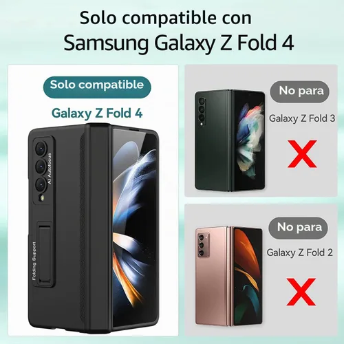 Vista 5 de Funda protectora para Samsung Galaxy Z Fold 4 5G con bisagra magnética con 3 modos de soporte ajustables, ultrafina de lujo, a prueba de golpes Negro
