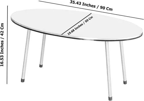Vista 3 de Mesa de centro redonda de MDF de estilo moderno para sala de estar, mesa auxiliar redonda ovalada moderna, mesas de centro para sala de estar, mesa