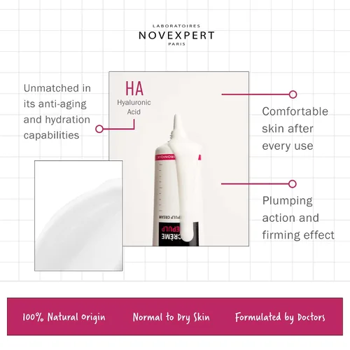 Vista 2 de Novexpert Repulp - Crema hidratante facial con ácido hialurónico para la cara, profundamente hidratante, regordete, reafirmante, tonificante