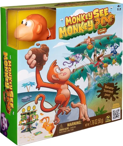 Vista 8 de Spin Master Games, Monkey See Monkey Poo, juego interactivo de mono para niños, incluye masa blanda perfumada de plátano, divertido juguete Monkey
