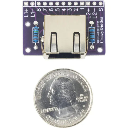Vista 6 de 4pcs RJ45 Ethernet conector Breakout Board 13 Pin con 2 luz LED, 4 cabezales de pin macho