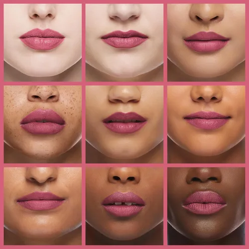 Vista 2 de Palladio Lápiz labial mate herbal, rosa bella, cremoso y cobertura completa de larga duración, 0.16 onzas bella rosado