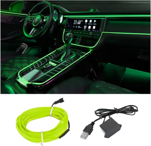 Vista 8 de Tira de luces LED de cable EL, tira de luz de neón automática USB de 10 pies/3M con borde de costura, kits de iluminación ambiental