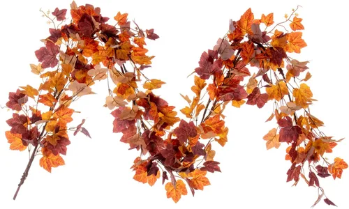 Vista 7 de Vickerman Corona de vela artificial de hoja de arce de otoño naranja de 16 pulgadas.
