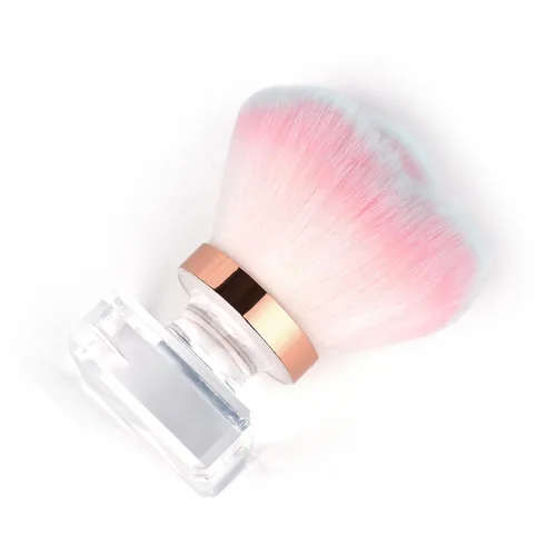 Vista 2 de KADS Cepillo para polvo de uñas, cepillo de maquillaje con forma de flor, base de cristal, cepillo de limpieza de uñas, herramienta de cepillo