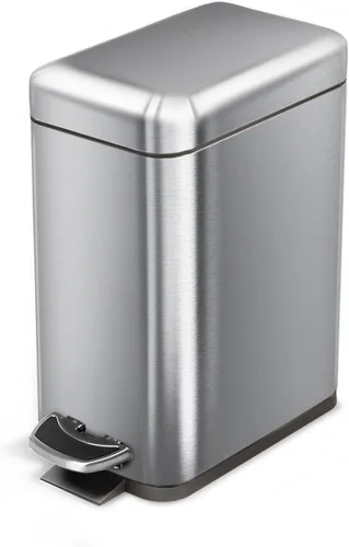 Vista 12 de Home Zone Living 1.3 galones pequeño cubo de basura para baño con tapa y pedal de paso, cesto de basura de acero inoxidable con diseño delgado